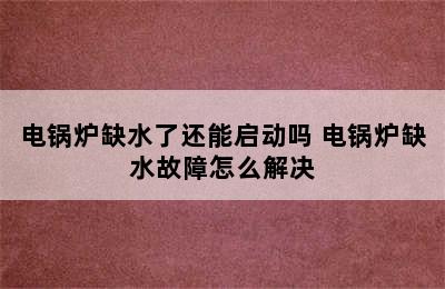 电锅炉缺水了还能启动吗 电锅炉缺水故障怎么解决